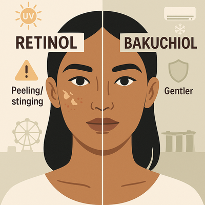 Bakuchiol vs retinol mechanism overlap infographic