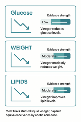 How acetic acid may reduce post-meal glucose spikes mechanism infographic