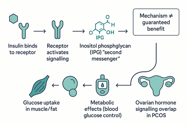 PCOS metabolic trial endpoints infographic (insulin, glucose, lipids)