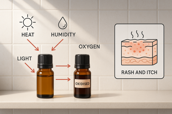 Why old tea tree oil irritates more oxidation infographic