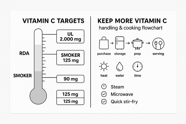 Infographic comparing vitamin C effects on cold incidence versus duration