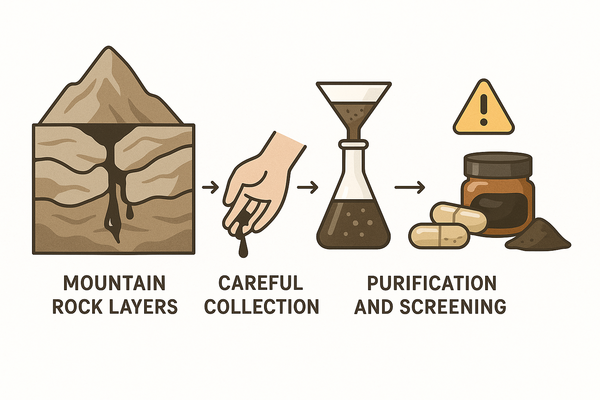 Shilajit claims vs human evidence strength infographic